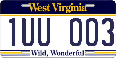 WV license plate 1UU003