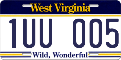 WV license plate 1UU005