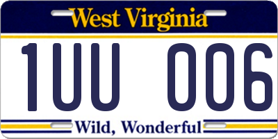 WV license plate 1UU006
