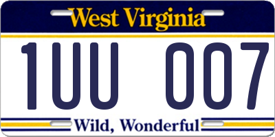 WV license plate 1UU007
