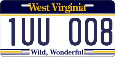 WV license plate 1UU008