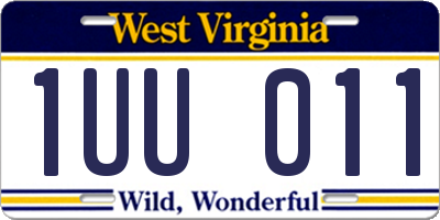 WV license plate 1UU011
