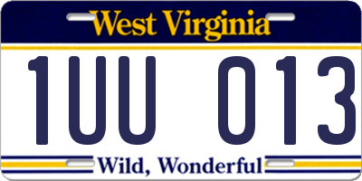 WV license plate 1UU013