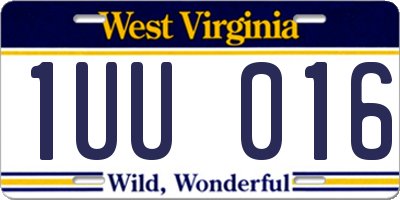 WV license plate 1UU016