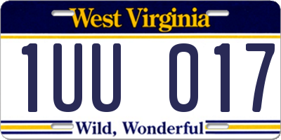 WV license plate 1UU017