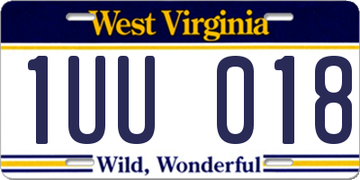 WV license plate 1UU018