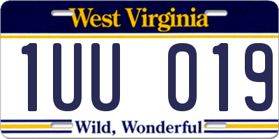 WV license plate 1UU019