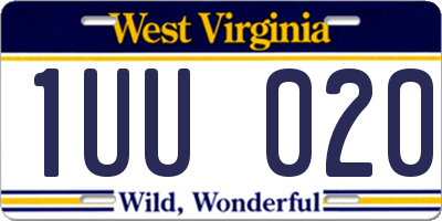 WV license plate 1UU020