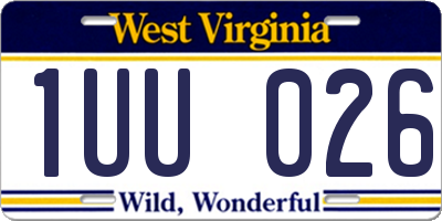 WV license plate 1UU026
