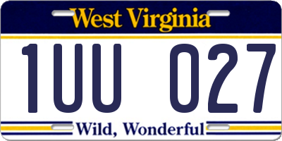 WV license plate 1UU027