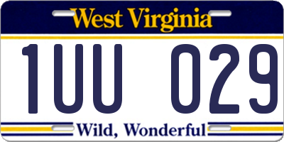 WV license plate 1UU029