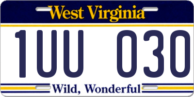 WV license plate 1UU030