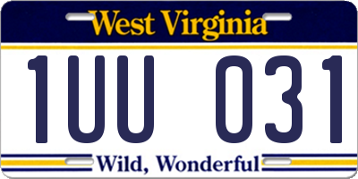 WV license plate 1UU031