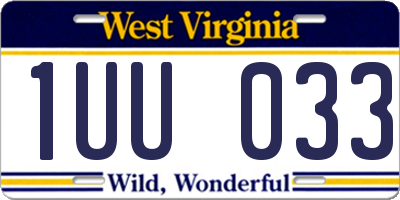 WV license plate 1UU033