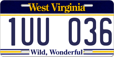 WV license plate 1UU036