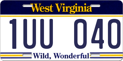 WV license plate 1UU040
