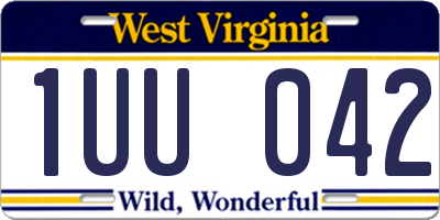 WV license plate 1UU042