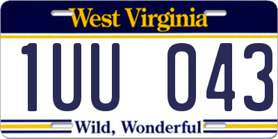 WV license plate 1UU043