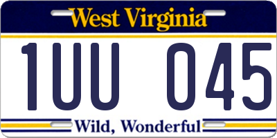 WV license plate 1UU045
