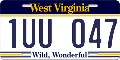 WV license plate 1UU047