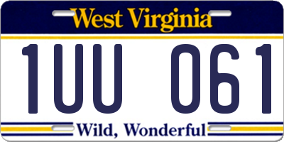 WV license plate 1UU061