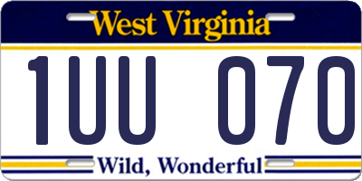 WV license plate 1UU070