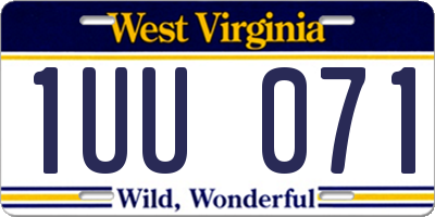 WV license plate 1UU071