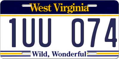 WV license plate 1UU074