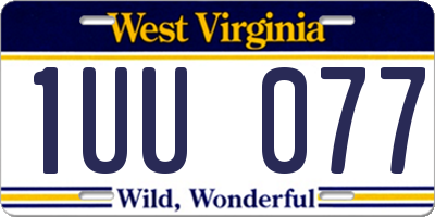 WV license plate 1UU077
