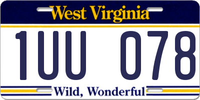 WV license plate 1UU078