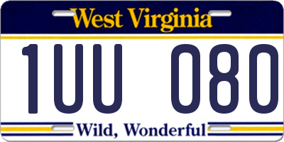 WV license plate 1UU080