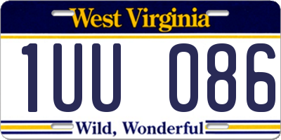 WV license plate 1UU086
