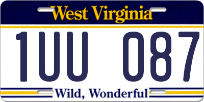 WV license plate 1UU087