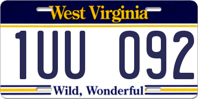 WV license plate 1UU092