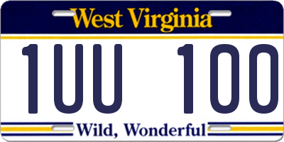 WV license plate 1UU100