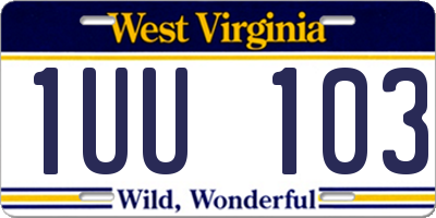 WV license plate 1UU103