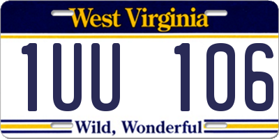 WV license plate 1UU106