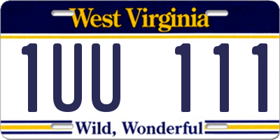 WV license plate 1UU111