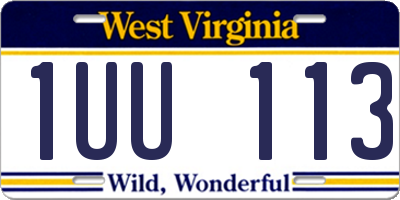 WV license plate 1UU113