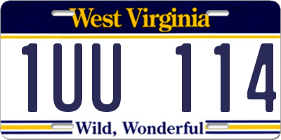 WV license plate 1UU114