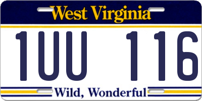 WV license plate 1UU116