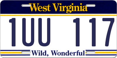 WV license plate 1UU117