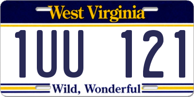 WV license plate 1UU121