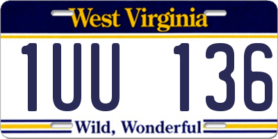 WV license plate 1UU136