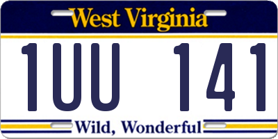 WV license plate 1UU141