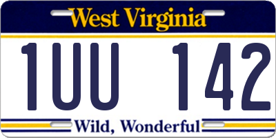 WV license plate 1UU142