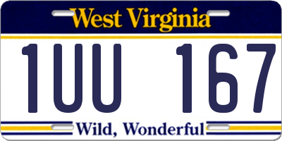 WV license plate 1UU167