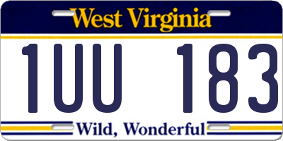 WV license plate 1UU183