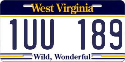 WV license plate 1UU189