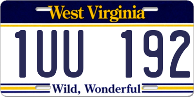 WV license plate 1UU192